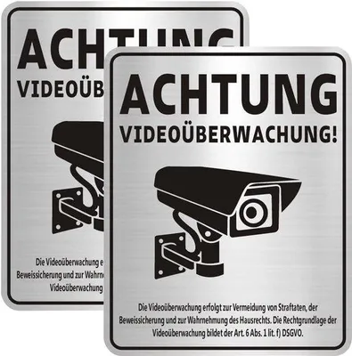 Produktbild von Famanu Warnschild Videoüberwachung - 2er Set Aluminium