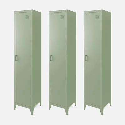 Immagine prodotto di Set di 3 armadi camera industriale, 4 vani, Verde chiaro