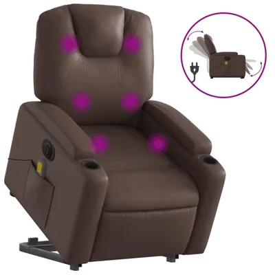 Image de Fauteuil inclinable de massage électrique marron similicuir