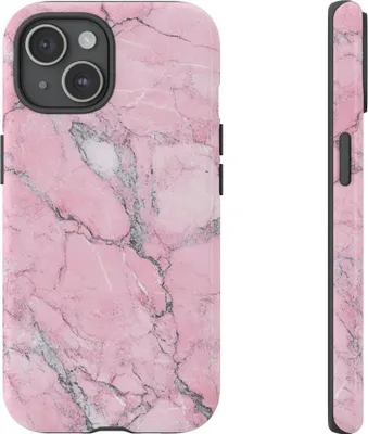Produktbild von Glänzende Marmoroptik in Rosa – Hülle Kompatibel mit iPhone 15