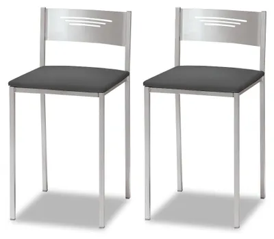 Obrázek produktu pro ASTIMESA Dva kuchyňské židle s opěradlem, umělá kůže, barva grafit, výška sedáku 45 cm