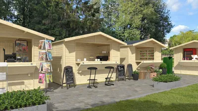Produktbild von Marktstand weka Mori 5 inkl. Fußboden 319 x 250 cm natur