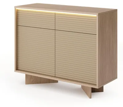 Produktbild von Masseno Kommode RIGATO 103,9 cm Sideboard mit 2 Schubladen und 2 Türen für Wohnzimmer Schlafzimmer Modern 103,9x40x84,4 cm Beige