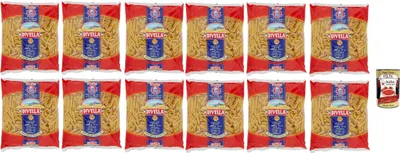 Produktbild von Divella Pasta 100% Italienisch Penne Mezzani Rigate 23, Nudeln aus Hartweizengrieß, Kochen 9 Minuten 12x 500g + Italian Gourmet polpa 400g