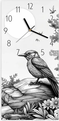 Produktbild von Wanduhr aus Glas mit Motiv Natur Illustration- 30 x 60 cm - inkl. Aufhängesystem