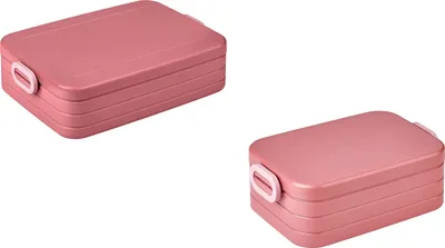 Produktbild von Mepal | Take a Break Duo Pack | Brotdose To Go | Lunchboxen für 2 bis 4 Sandwiches oder 4 bis 8 Brotscheiben | ideal für Meal Prep | Essenbox mit Unterteilung | Vivid mauve