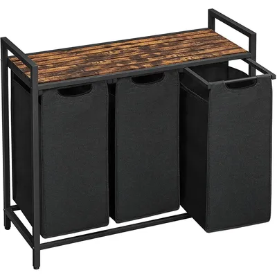 Image de Meuble de buanderie avec 3 paniers à linge de style industriel