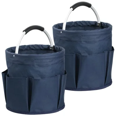 Productafbeelding van 2 opvouwbare tuingereedschapstassen - 17 liter organizer met 6 compartimenten
