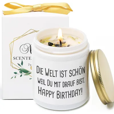 Image de Bougie parfumée lavande-vanille, cire de soja, durée de combustion : 40 heures, présentée dans une boîte cadeau blanche