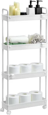 Immagine prodotto di Carrello per la cucina, dimensioni 38,5 x 12,5 x 90 cm, 4 ripiani, in plastica PP, ideale per la cucina