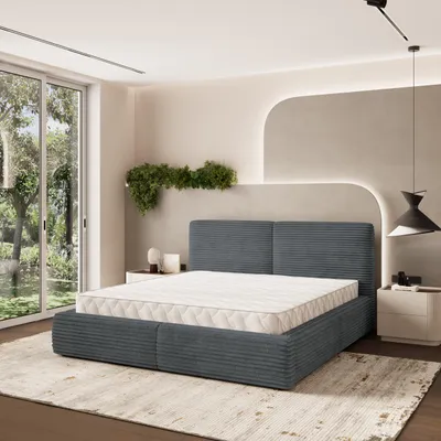 Produktbild von Masseno Polsterbett FELURO 160x200 cm, Polsterbett mit Bettkästen -Grau, TILIA 85