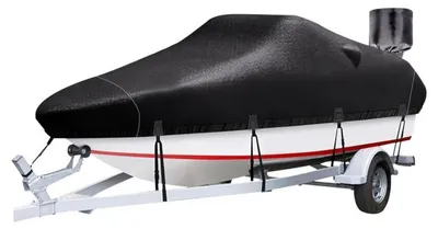 Immagine prodotto di Copertura per barca in tessuto Oxford 420D, impermeabile, anti-UV, colore nero, per imbarcazioni da 20-22 piedi / 700 x 254 cm