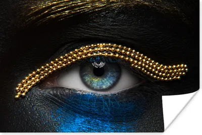 Produktbild von MuchoWow® Poster Frau - Augen - Make-up - Luxus - Gold 120x80 cm - Bilder