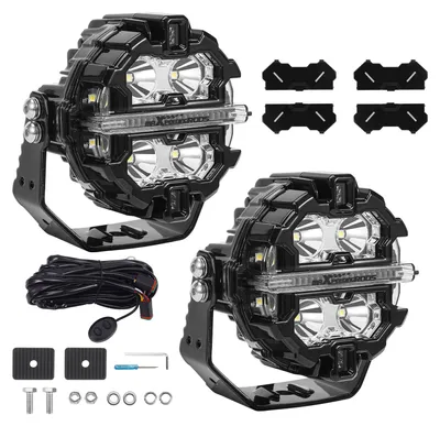 Image de Phares auxiliaires š€ LED pour camions et SUV, 160 W, faisceau concentršŠ de 3,5 pouces, feux de jour (DRL), ambre et blanc, IP68