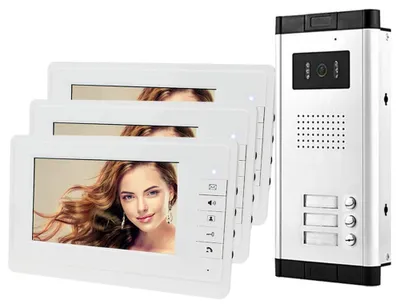 Obrázok produktu pre Video zvončeková súprava, 7 palcový displej - káblové pripojenie - nočné videnie 700TVL - interkomový systém