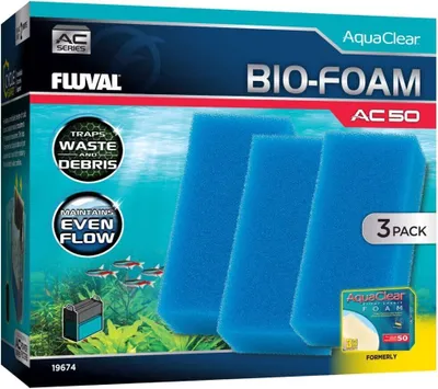 Imagen del producto de Filtro Fluval AC50, esponja biológica azul, paquete económico de 3 unidades