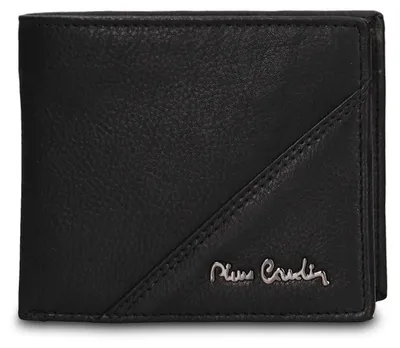 Produktbild von Pierre Cardin Herren Geldbörse, echtes Leder, schwarz, schlank und kompakt, 11x9 cm