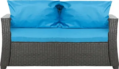 Obrázok produktu pre Vankúše na záhradnú pohovku s polirattan Modrá | Ratanový vankúš na záhradnú pohovku 120x60x7/2*56x50cm | záhradné vankúše na 2-miestnej lavici