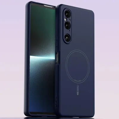 Obrázek produktu pro Magnetické pouzdro pro Sony Xperia 1 V, kompatibilní s MagSafe, tekutý silikon, nárazuvzdorné a odolné proti poškrábání Tmavomodrá
