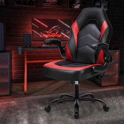 Imagen del producto de Silla de juego – Silla ergonómica para videojuegos con espuma viscoelástica y reposabrazos plegables – Roja