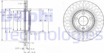 Produktbild von 2x DELPHI Bremsscheibe BG3222 für FIAT Scudo Kastenwagen (220_) ULYSSE (220)