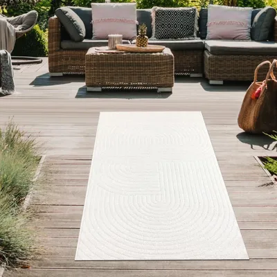 Produktbild von Stylischer wetterfester Teppich | In- & Outdoor | in cream Größe - 80 x 150 cm