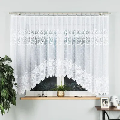 Produktbild von DEMETRIA - Fertiggardine aus Jacquard mit Schnitt unten - 400 x 160 cm - weiß