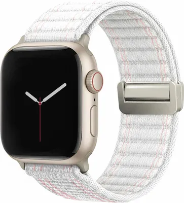 Produktbild von Smartwatch Armband für Apple Watch Series 8 41mm Nylon Textil Band Ersatzband Wechselband Magnetverschluss flexibel atmungsaktiv Weiß
