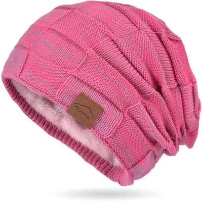 Produktbild von Uni-Wintermütze, atmungsaktive geborene Herrenmütze, weiche Fleece-Auskleidung, lose geborene Mütze, winterliche Mütze, klassische uni Herbst/Winter/Lenz, Roter Orange