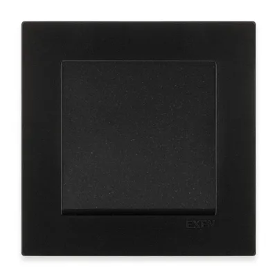 Image de Interrupteur simple unipolaire noir + cadre noir métallisé EXEN