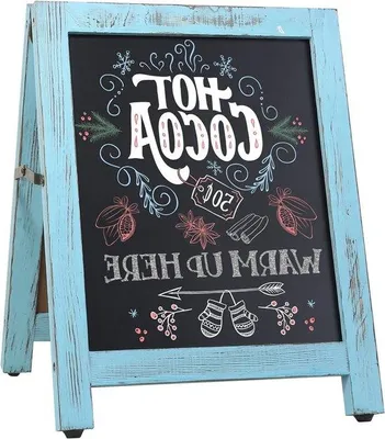 Immagine prodotto di Lavagna magnetica bifacciale - Lavagna per ristorante - Presentazione del menu - 30x40 cm - Blu