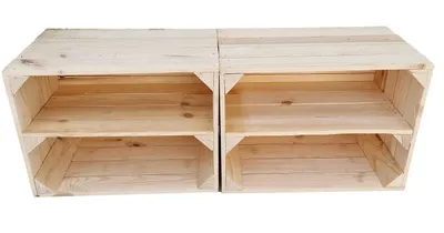 Produktbild von 2er Vintage Holzkisten mit Regalbrett - 40x30x24 cm - Vintage Deko and Aufbewahrung