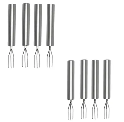 Produktbild von 8 Stück Pellkartoffelgabel Aus Edelstahl, Praktische Kartoffelgabel mit 3 Zinken, Wiederverwendbar Grillgabel Camping, Pellkartoffelhalter Schälhilfe