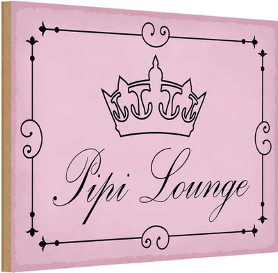 Produktbild von vianmo Holzschild 20x30 cm Pipi Lounge Toilette Krone rosa Warnschild Hinweisschild