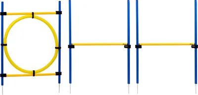 Produktbild von dobar 3-teiliges Agility Sprung-Set, mit 2 Hürden und Sprungreif, je 100 x 76 cm, inkl. Tragetasche