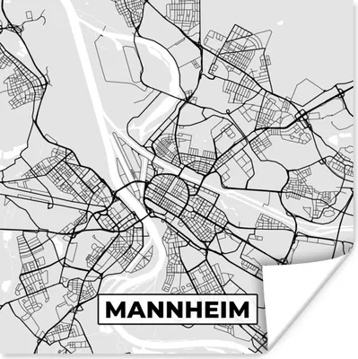 Produktbild von MuchoWow® Poster Deutschland - Karte - Mannheim - Stadtplan 50x50 cm - Wohnzimmerdekoration