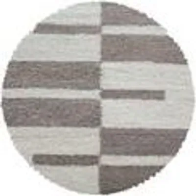Zdjęcie produktu dla Nowoczesny dywan z wysokim włosiem o geometrycznym wzorze – miękki dywan do salonu w designerskim stylu, Rozmiar: 120 cm Okrągły, Kolor: Beżowy