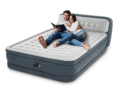 Image de Matelas gonflable Intex Dura-Beam Deluxe Ultra Plush, modèle queen, avec tête de lit intégrée, 86 cm
