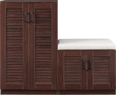 Produktbild von Schuhschrank 'Løten' Schuhregal 120 x 36 x 97 cm mit Sitzbank 4 Türen und 9 Ablagen Wenge