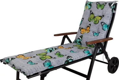 Produktbild von Auflage Rollliege Bali 2467 hellgrau Schmetterlinge 193x60x8 cm KETTtex