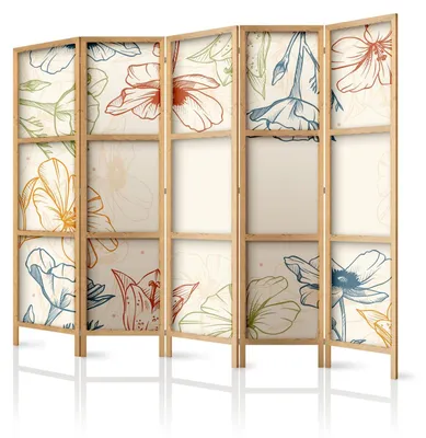 Produktbild von framed concept - Paravent Raumteiler aus Holz 225x172 cm, 5-teilig, einseitig, im orientalischen Stil