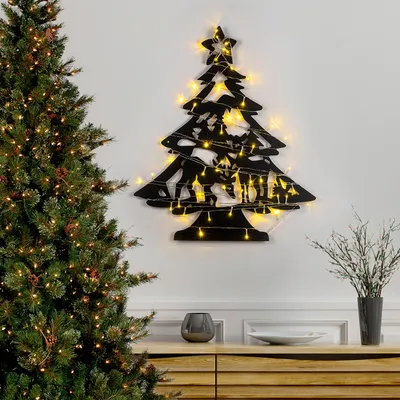 Image de Opviq, XMASBLACK - 024, Accessoire mural décoratif en métal, 100 % METAL, noir, 59 x 70 cm