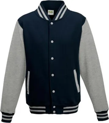 Produktbild von Just Hoods JH043 | Varsity Jacket / College Jacke - Farbe: Oxford Navy/Heather Grey - Größe: L