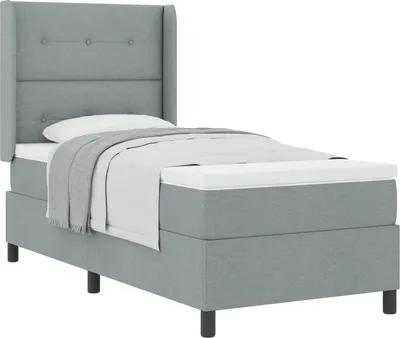 Zdjęcie produktu dla vidaXL Łóżko kontynentalne z materacem Jasnoszary 200 x 90 cm Tkanina