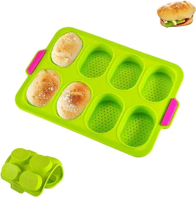 Produktbild von Mini-Backblech, 8 Gitter, Silikon-Backwerkzeuge, Brot-Knusperblech, antihaftbeschichtete perforierte Silikon-Brotbackform, Brotblech 34,5 x 23,8 cm