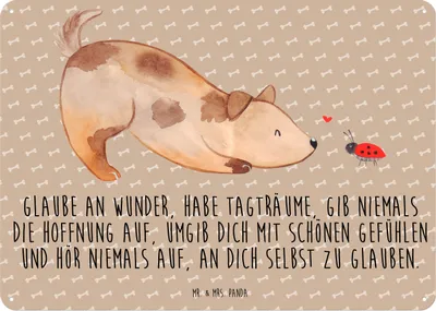 Produktbild von Mr. & Mrs. Panda Magnetschild Hund Marienkäfer DIN A5 - Hundeglück - Geschenk, Sprüche, Mischlingshund, Wandbild, Blechschild, Metallbild, Retro, Wunder, Hoffnungsvoll