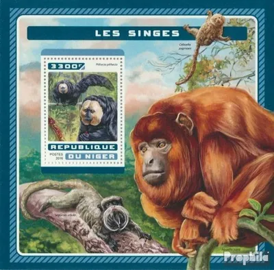 Produktbild von Briefmarken Niger 2016 Mi Block 628 (kompl. Ausg.) postfrisch Affen