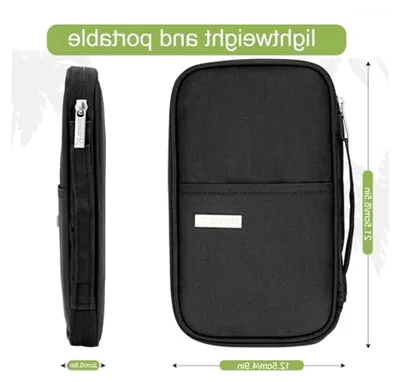 Produktbild von Schwarze Reisepasshülle mit RFID-Schutz, wasserdichter Dokumenten-Organizer für Pässe und Karten