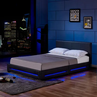 Produktbild von LED Bett ASTEROID - Variantenauswahl, schwarz, Größe:160 x 200 cm