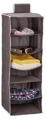 Image de Armoire suspendue, 6 compartiments, en tissu, H x l x P : 96 x 32 x 31 cm, range-vêtements suspendu, anthracite